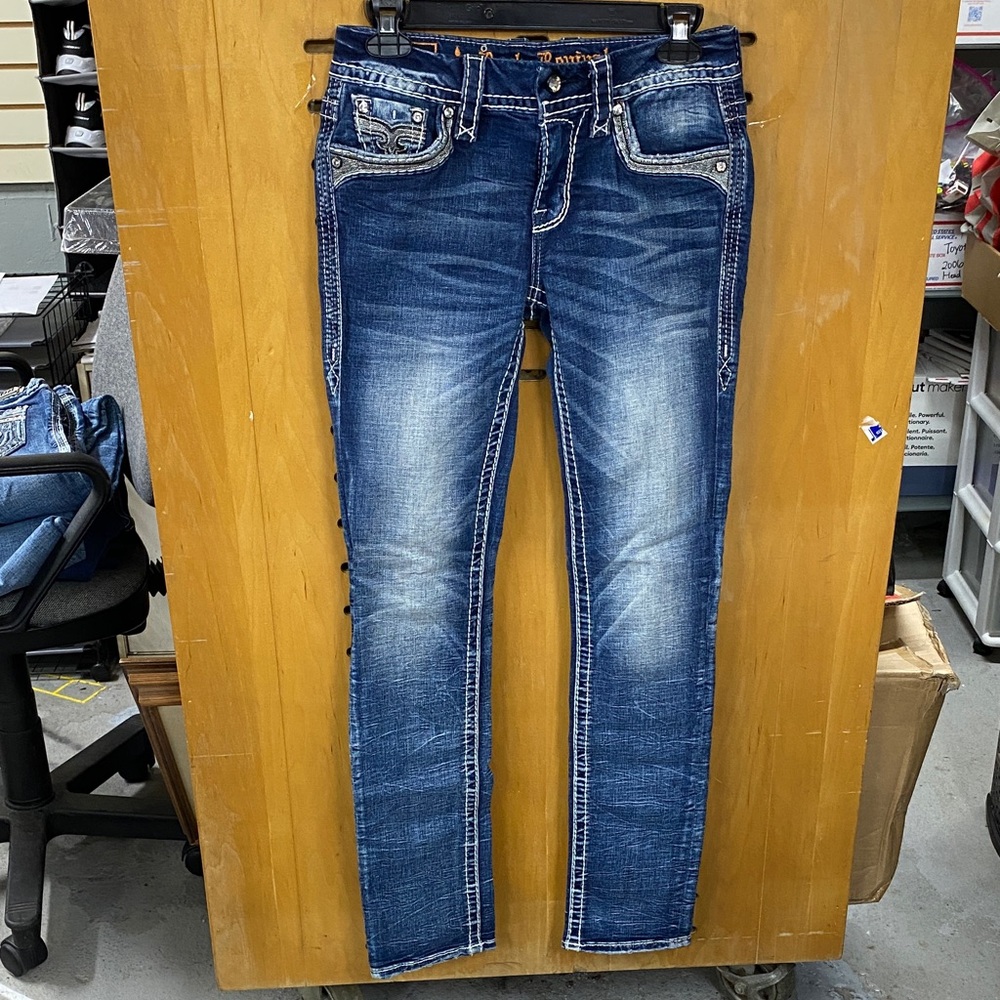 Rock Revival Straight Leg Jeans Size 26 Embellished Pocket Denim